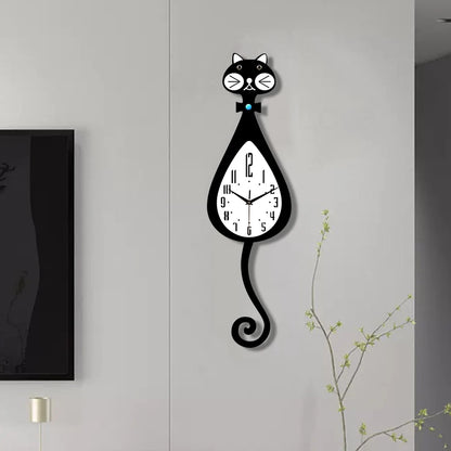 Horloge Chat  Queue Animée Silencieuse Design Intéressant