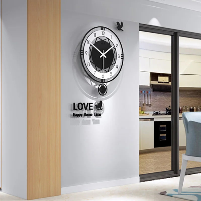 Horloge Murale SilencieuseStyle Minimaliste Pivotant Circulaire