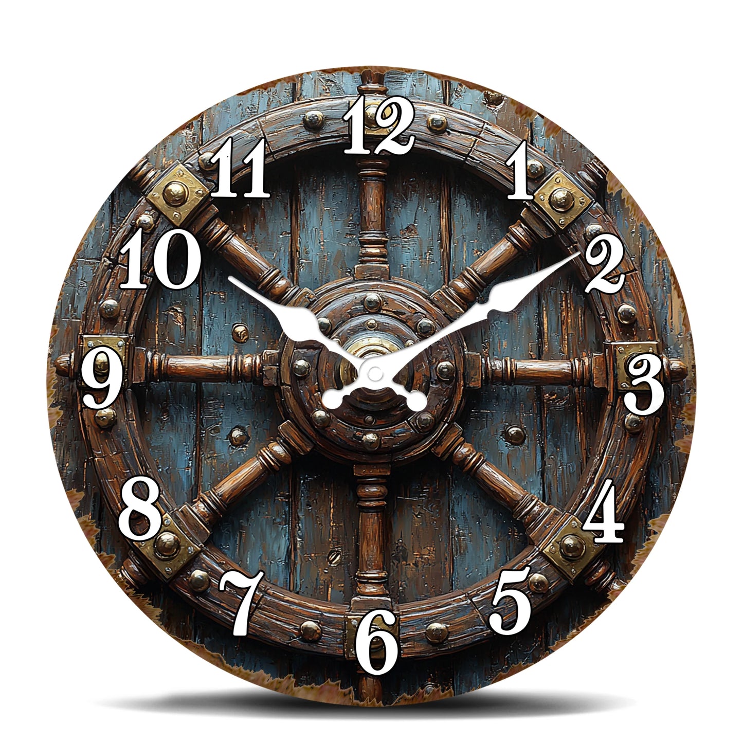 Horloge Murale Vintage  Roue de Navire Déco Nautique