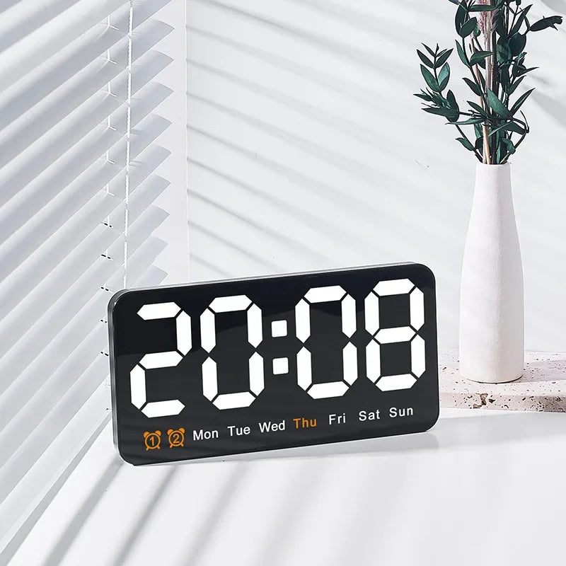 Horloge Murale Digitale  LED Grande Taille avec Double Alarme