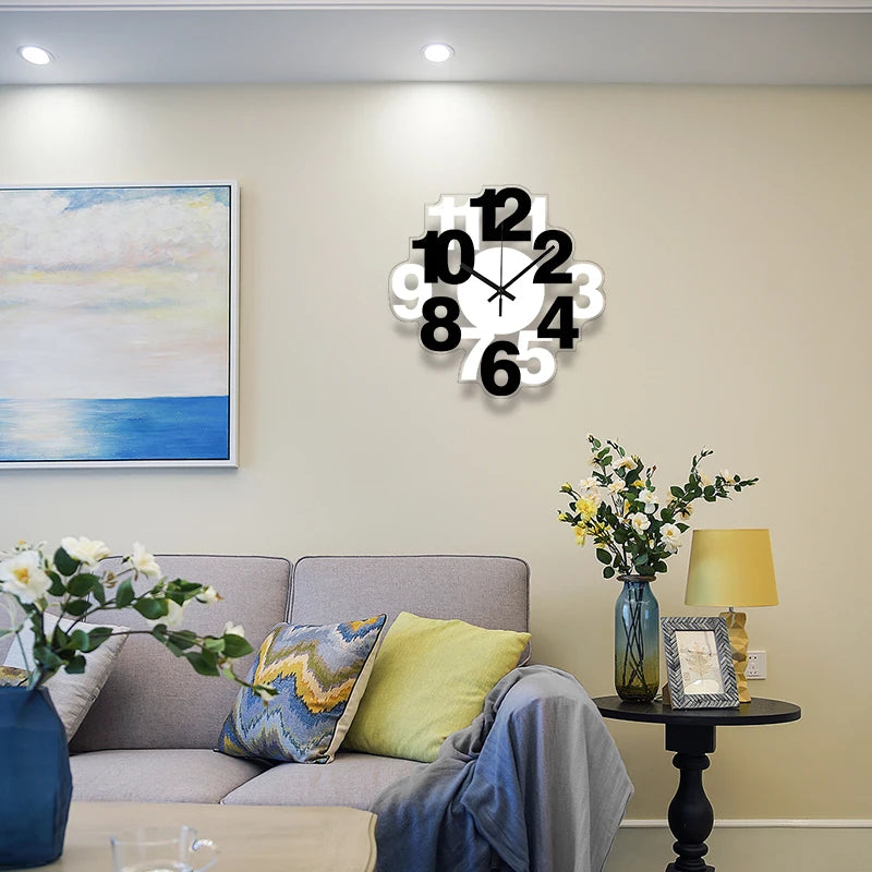 Horloge Murale Silencieuse  Noire et Blanche à Chiffres Arabe