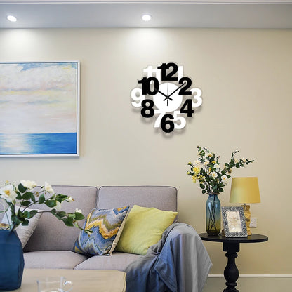 Horloge Murale Silencieuse  Noire et Blanche à Chiffres Arabe