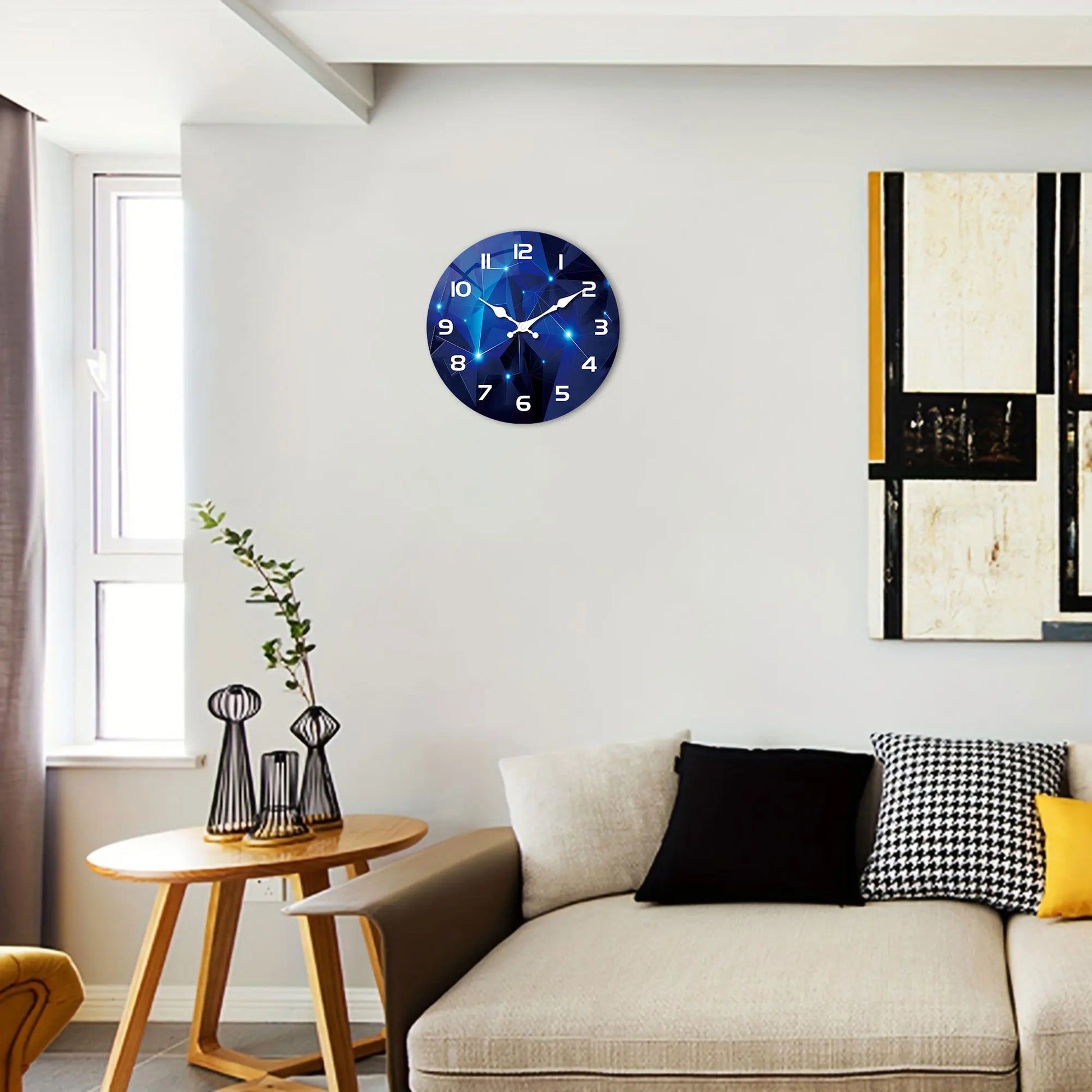 Horloge Murale Design Géométrique – Bleu Foncé Fantasy