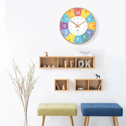 Horloge Murale Silencieuse  Éducation Enfant Non Ticking