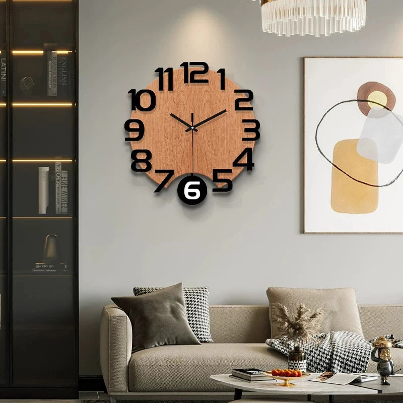 Horloge Murale Silencieuse Pendule Moderne en Bois Blanc