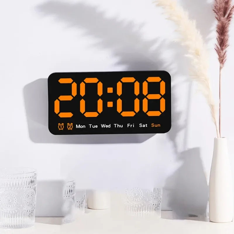 Horloge Murale Digitale  LED Grande Taille avec Double Alarme