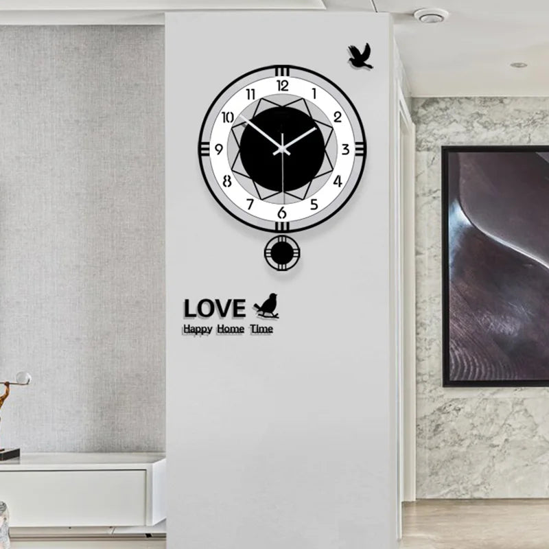 Horloge Murale SilencieuseStyle Minimaliste Pivotant Circulaire