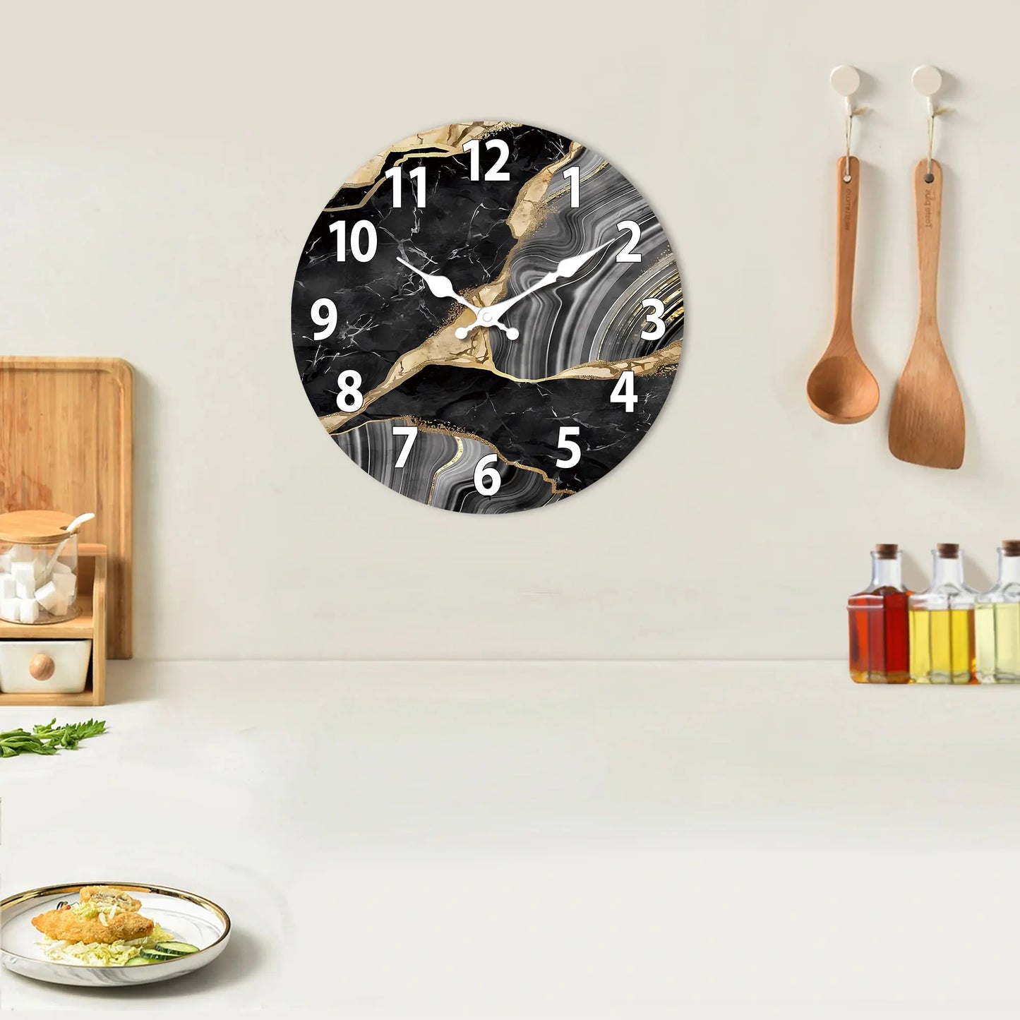 Horloge Murale Effet Marbre - Design Moderne