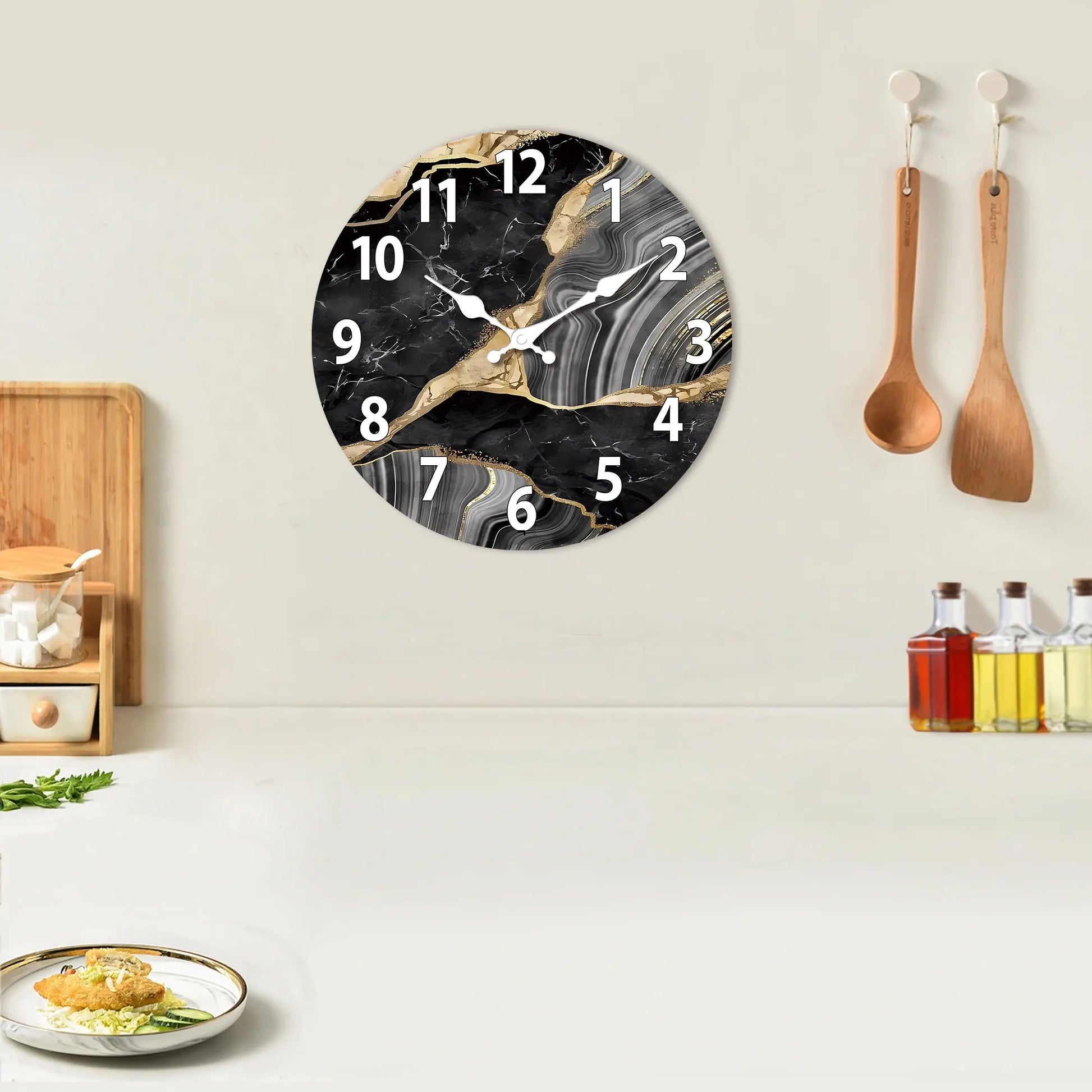 Horloge Murale Effet Marbre - Design Moderne