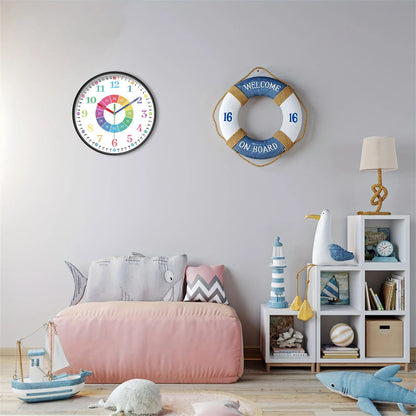 Horloge Enfant  Apprentissage Analogique Chiffres et Aiguilles Colorés
