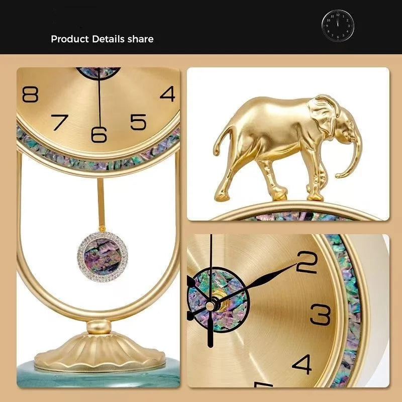 Horloge de Bureau  Style Vintage Métal Doré