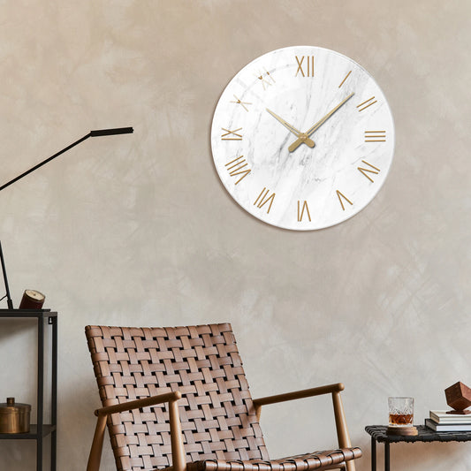 Horloge Chiffre Romain  Marbre Blanc