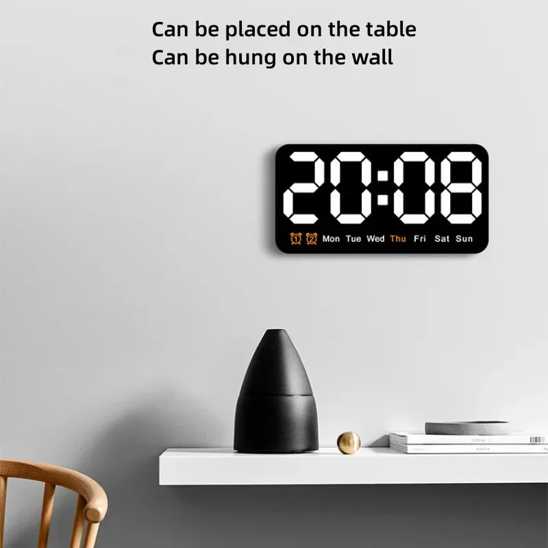 Horloge Murale Digitale  LED Grande Taille avec Double Alarme