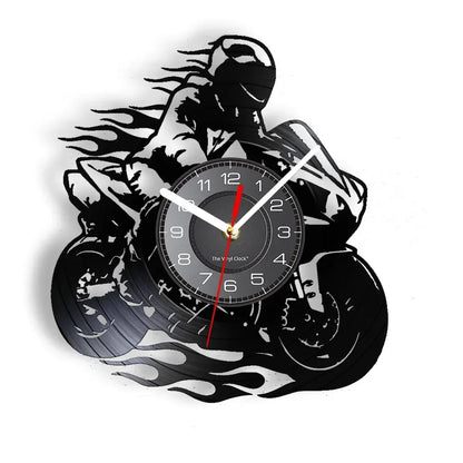 Horloge Murale IndustrielleVinyle Design Moto Extrême Freestyle