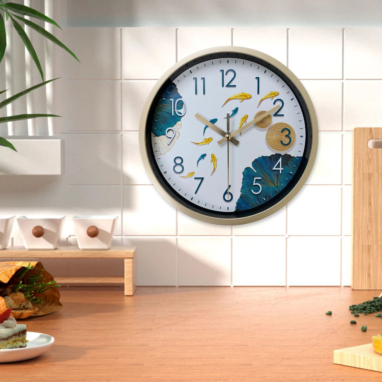 Horloge Décoration Murale  Carpes Koï Lotus