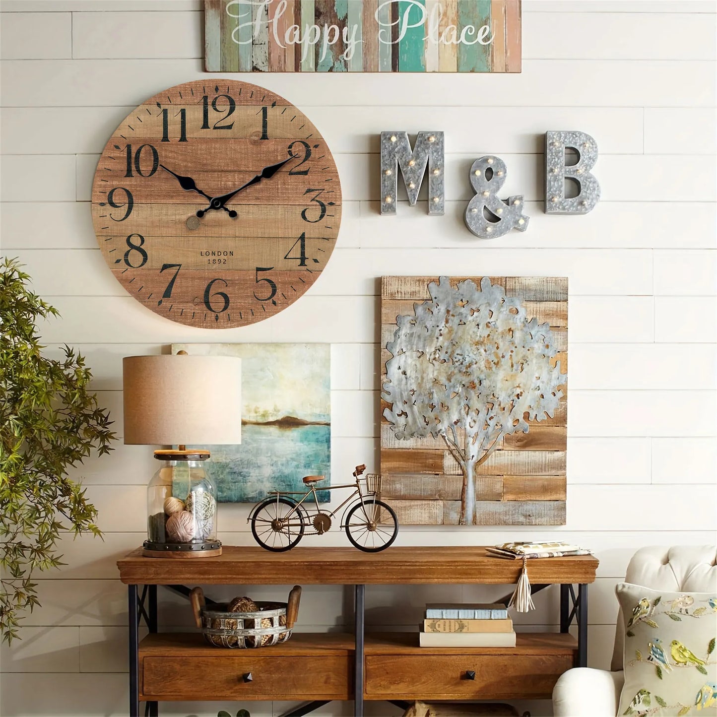 Horloge Murale Bois  Style Bois Recyclé