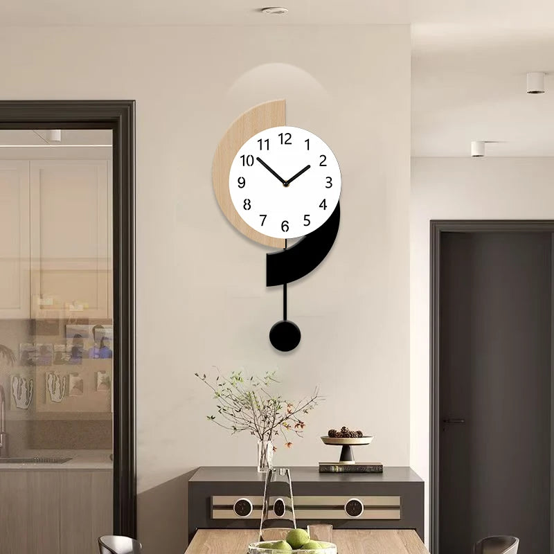 Horloge Murale SilencieuseDesign Moderne avec Balancier Original