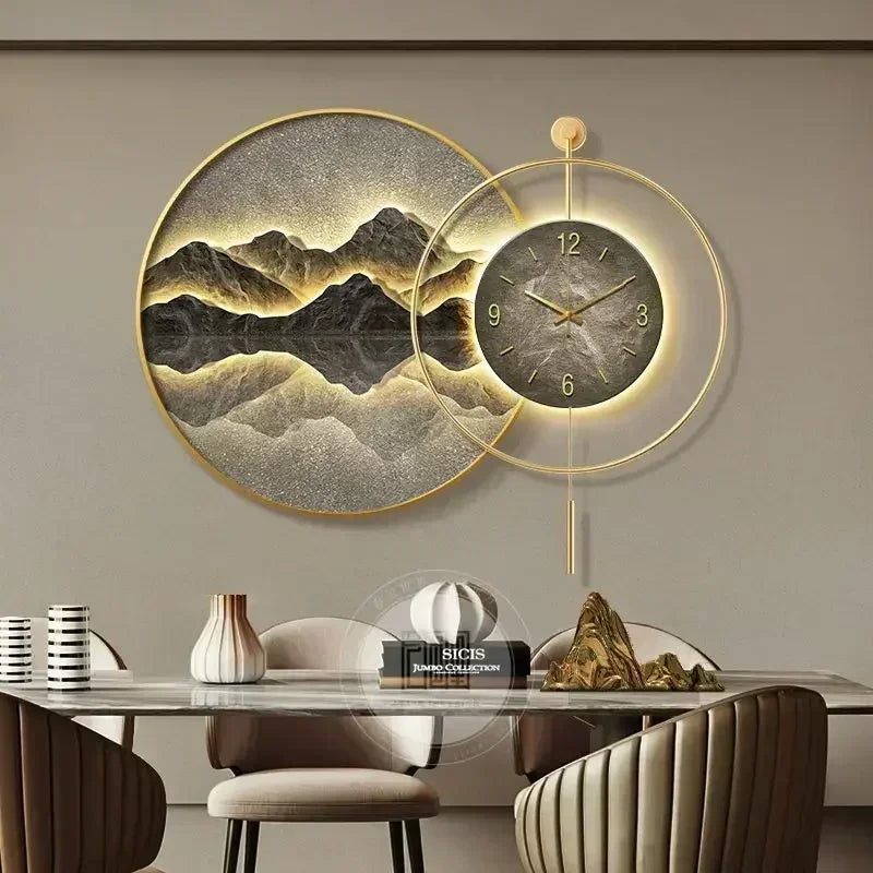 Horloge Décoration Murale  Paysage Montagnes
