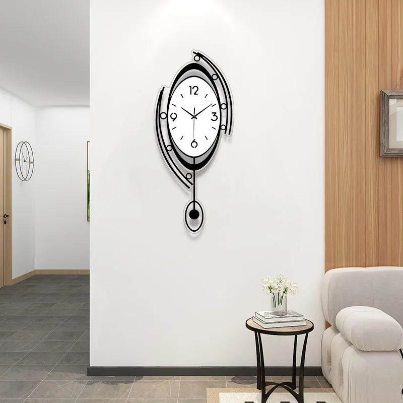 Horloge Murale SilencieuseOvale en Bois pour Intérieur Moderne