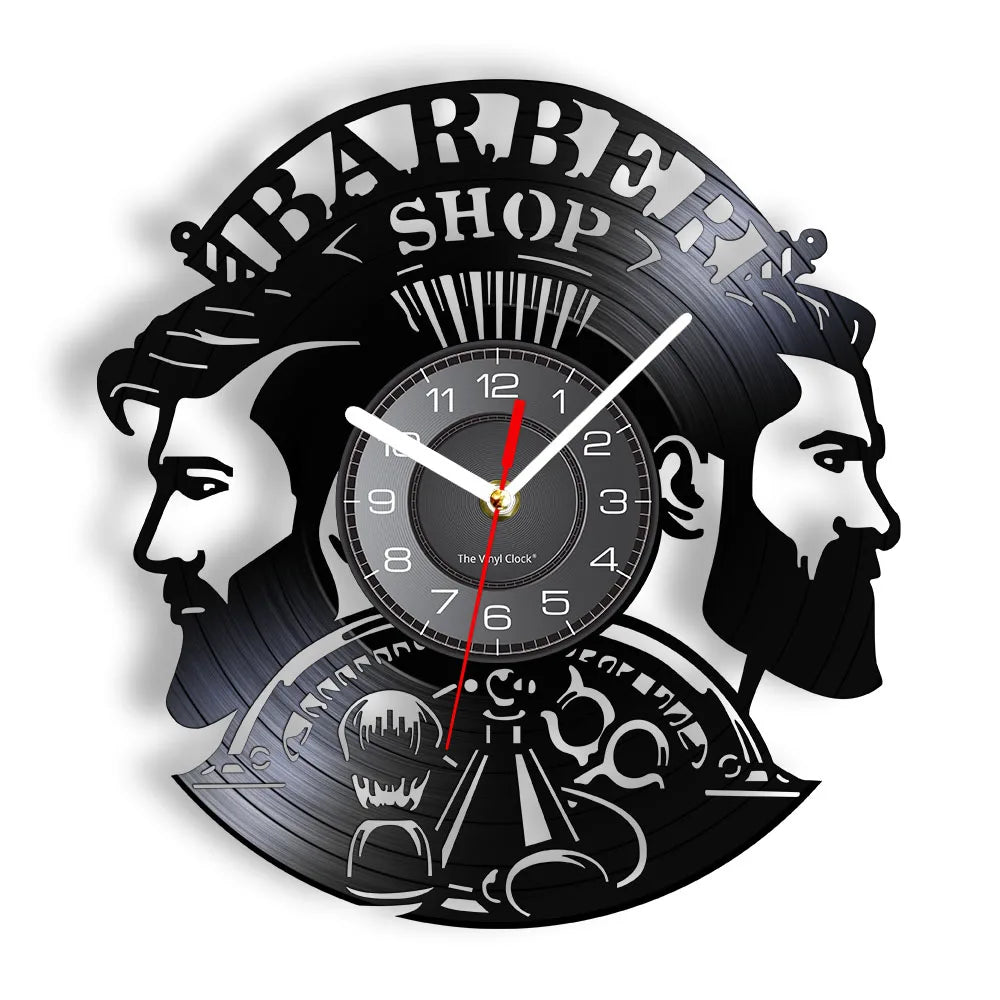 Horloge À Engrenage    Vinyle Design Style Barber Shop