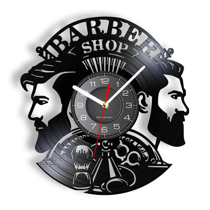 Horloge À Engrenage    Vinyle Design Style Barber Shop