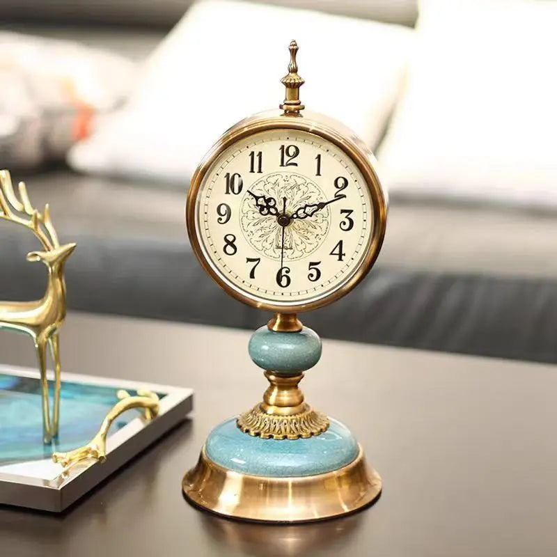 Horloge de Bureau  Style Vintage Métal Doré
