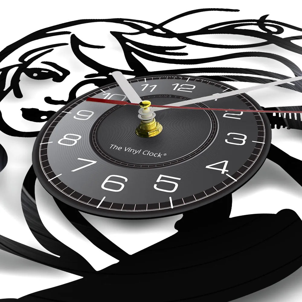 Horloge Murale RétroVinyle Noir Coiffure Stylistes