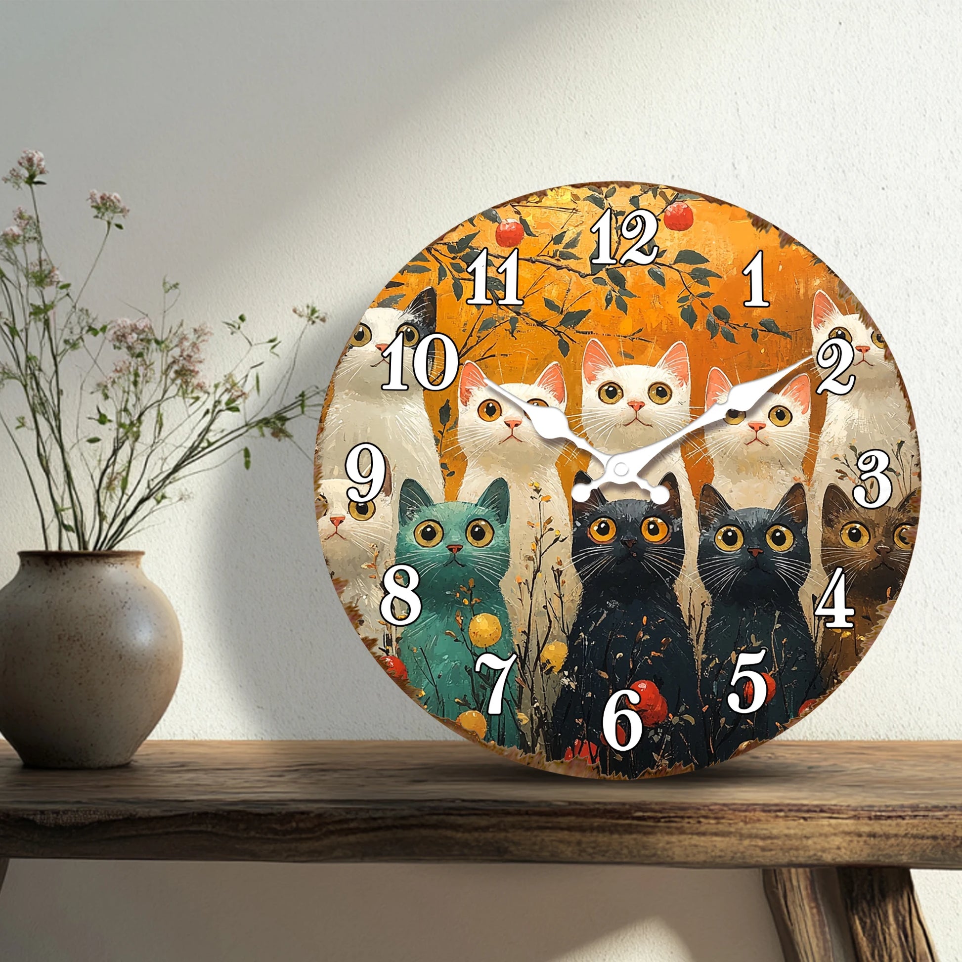 Horloge chat  Couleur d'Automne