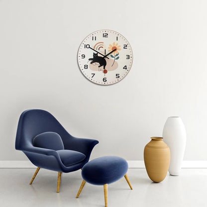 Horloge Chat Noir  Style Japonais