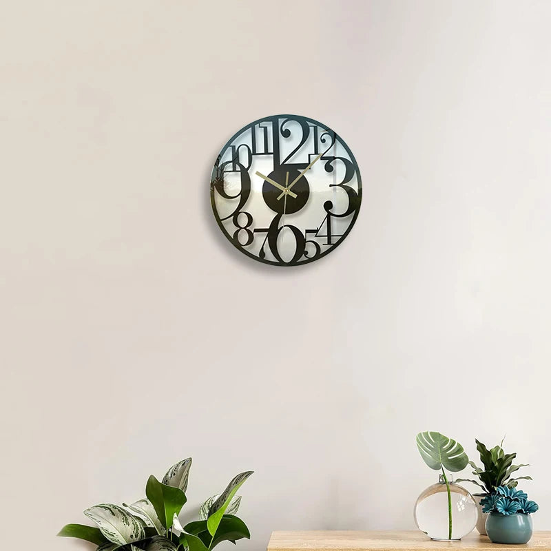 Horloge Murale SilencieuseVerre Rond Décoratif