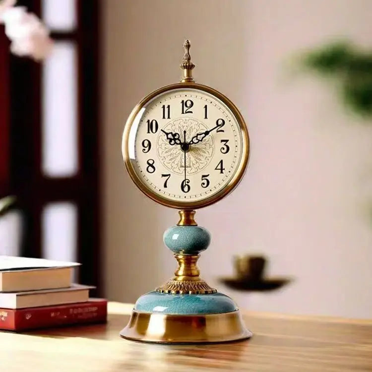 Horloge de Bureau  Style Vintage Métal Doré