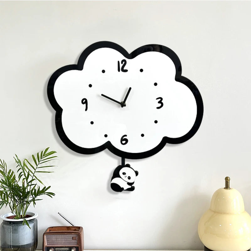 Horloge Murale Originale  Panda Créatif à Balancier Cartoon