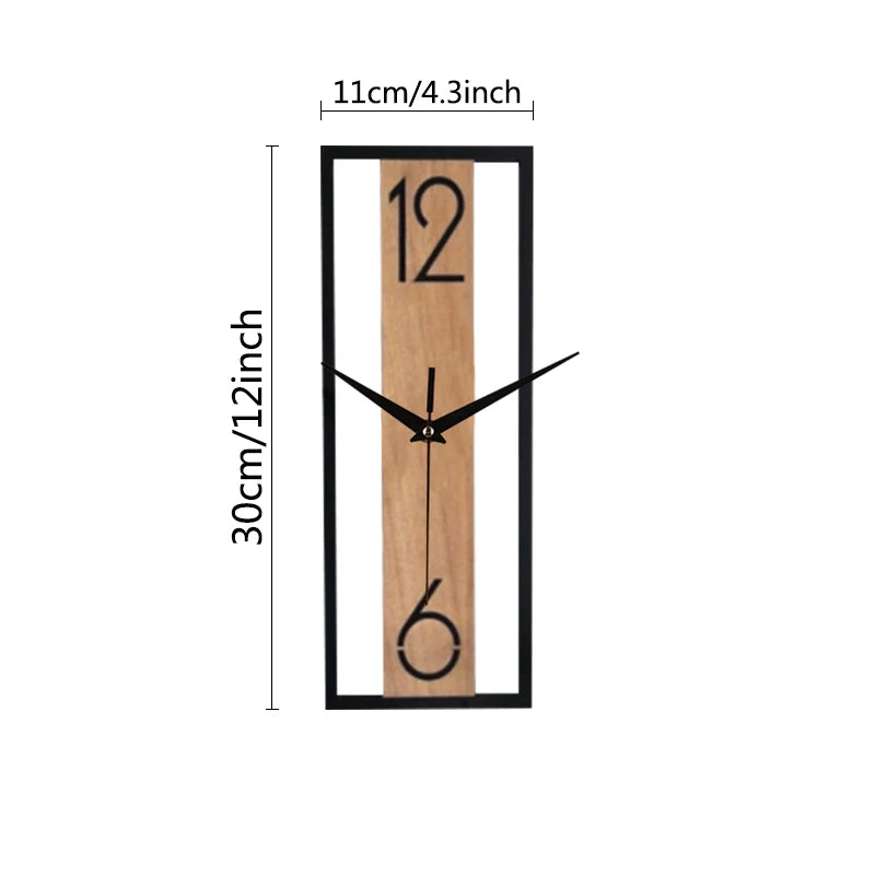 Horloge Murale Silencieuse  Rectangle Grain de Bois