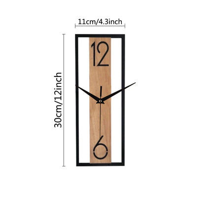 Horloge Murale Silencieuse  Rectangle Grain de Bois