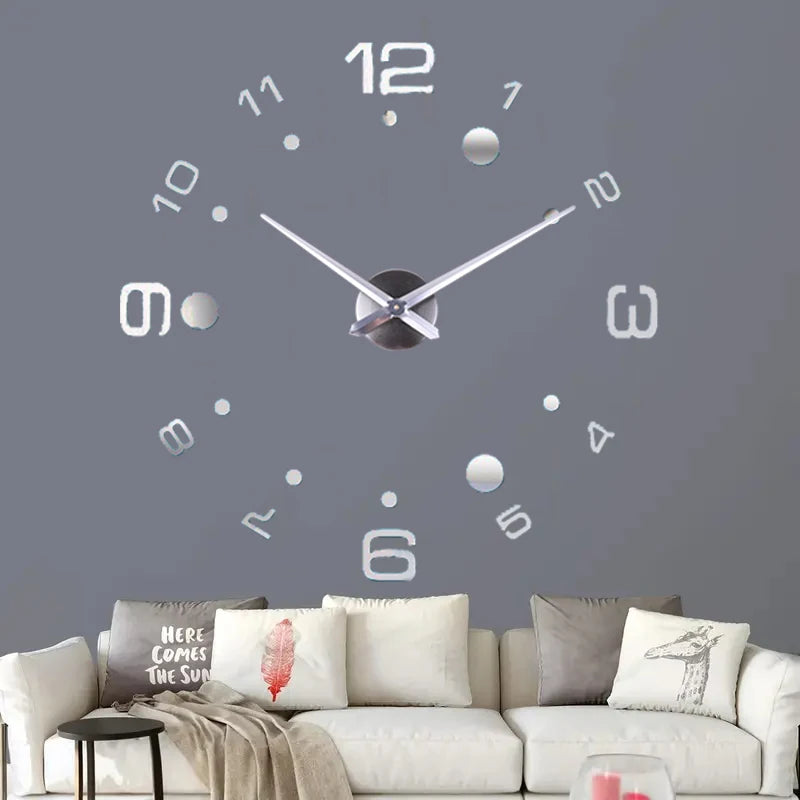 Horloge Murale Silencieuse  Acrylique Effet Miroir Art Design