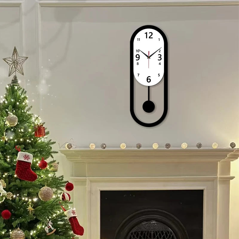 Horloge Murale SilencieuseDesign Ovale Moderne