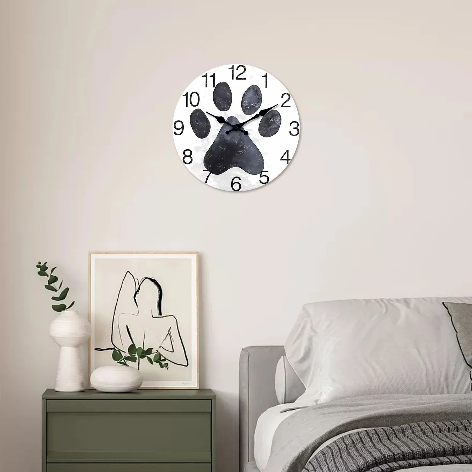 Horloge Chat Patte de Chat Noire — vue 3