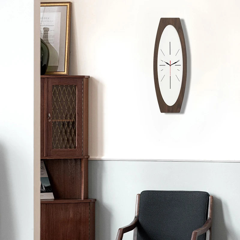 Horloge Murale BoisDesign Ovale Grain de Bois Style Moderne