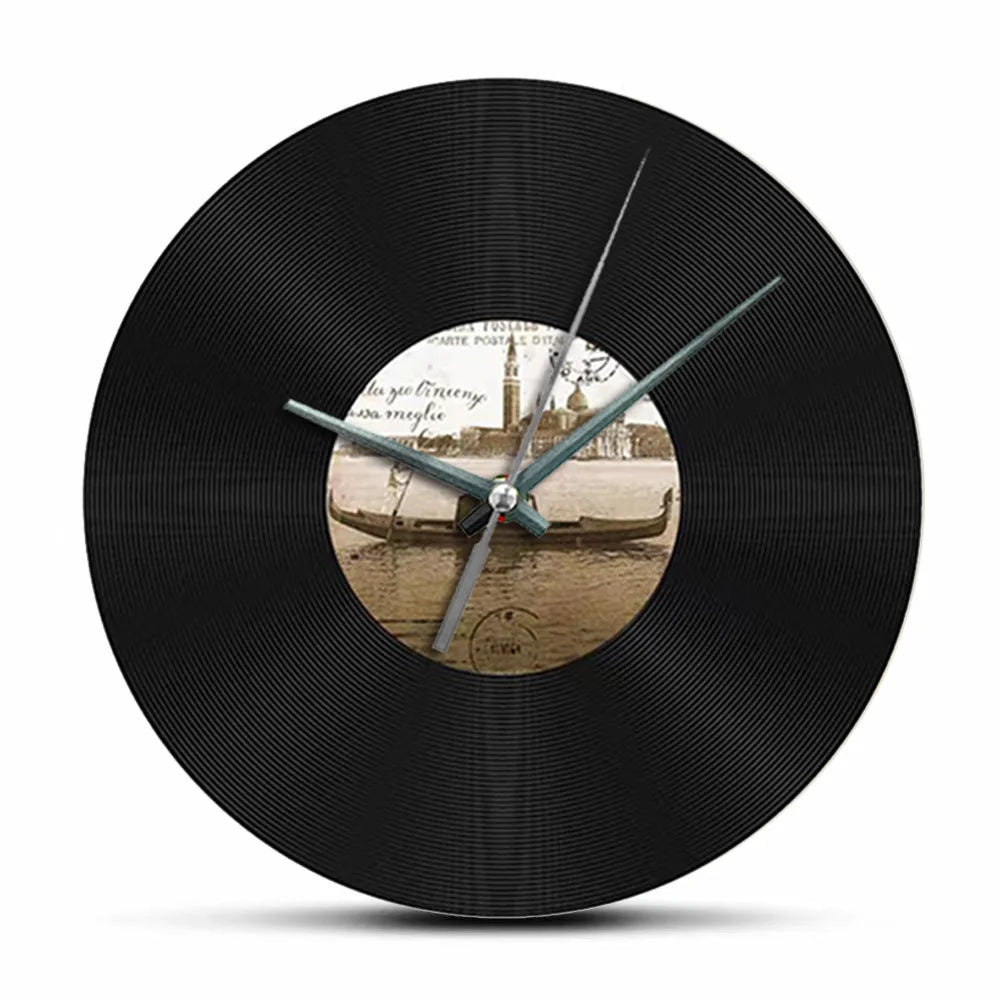 Horloge Murale Rétro  Vinyle Noir