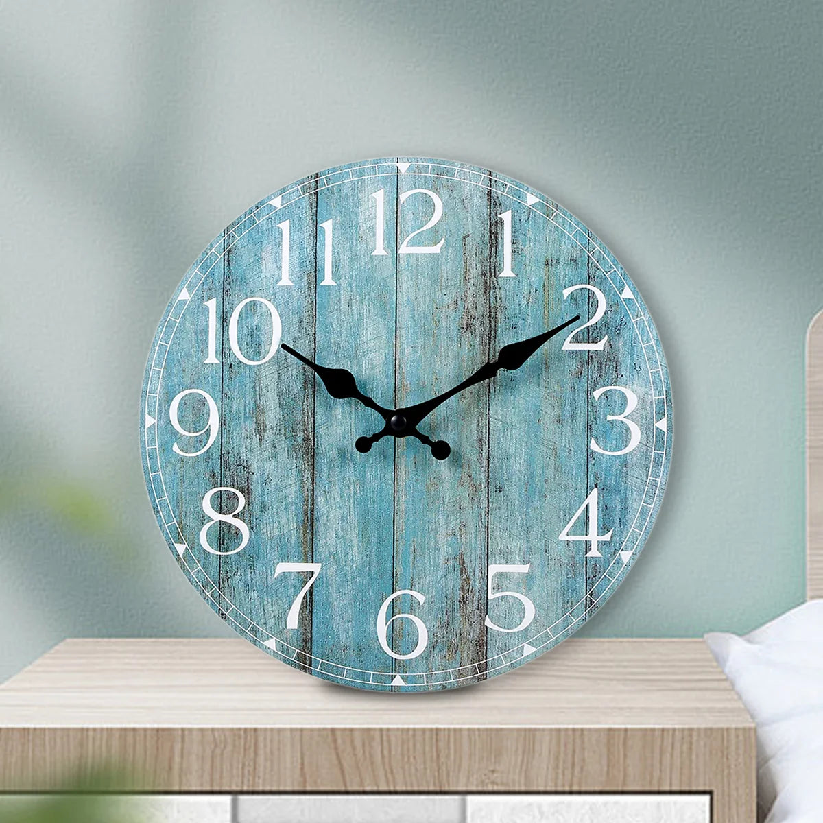 Horloge Murale SilencieuseBois Ronde 25cm Style Rétro
