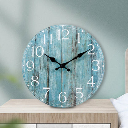 Horloge Murale SilencieuseBois Ronde 25cm Style Rétro