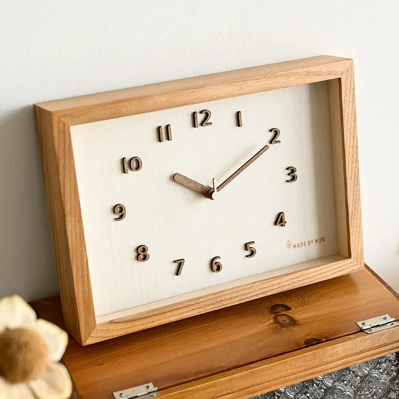 Horloge Murale Bois  Rectangulaire Style Japonais