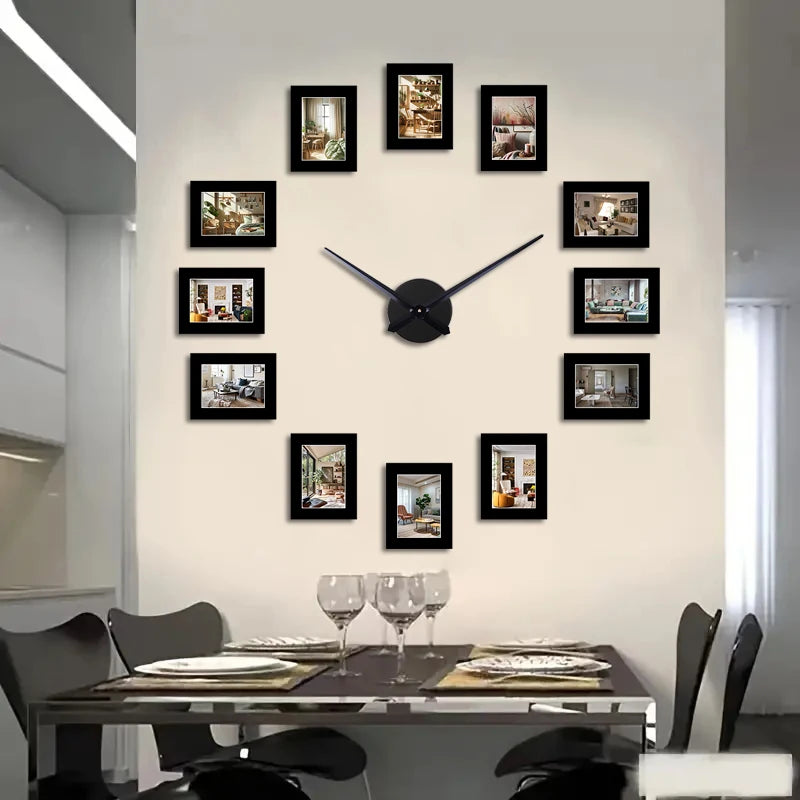 Horloge Murale DesignCadre Photo Noir DIY Style Album Original