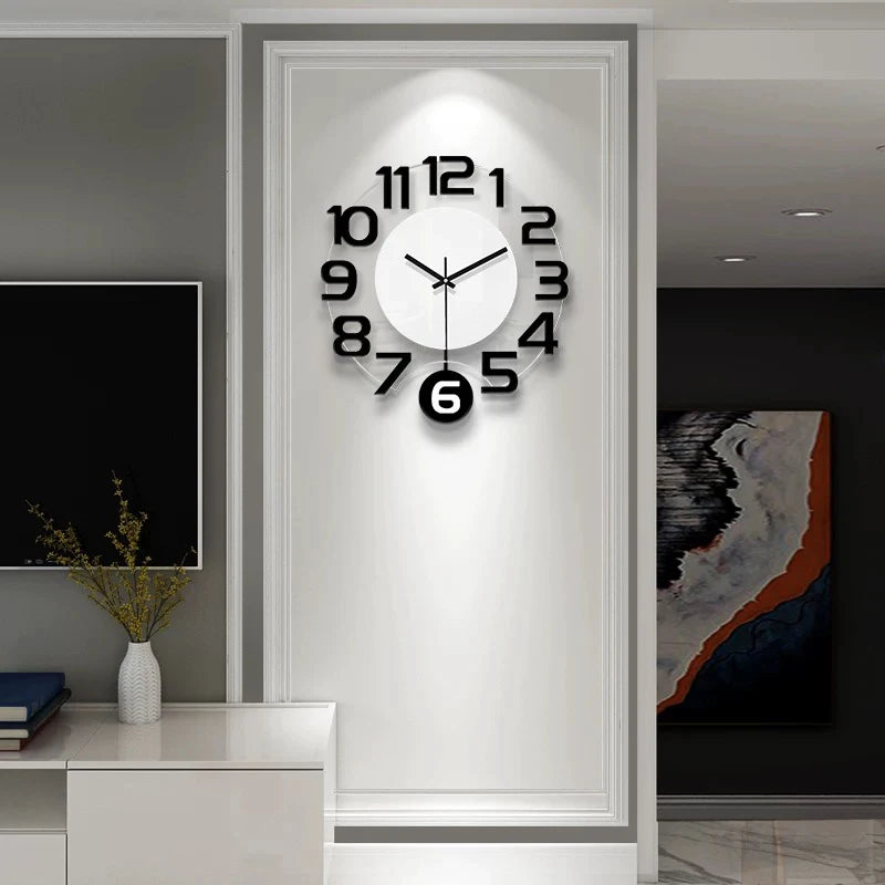 Horloge Murale Silencieuse Pendule Moderne en Bois Blanc