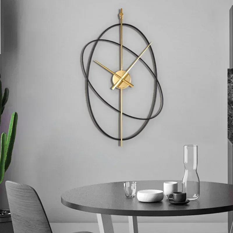 Horloge Murale IndustrielleOvale Métal Design Moderne Silencieuse