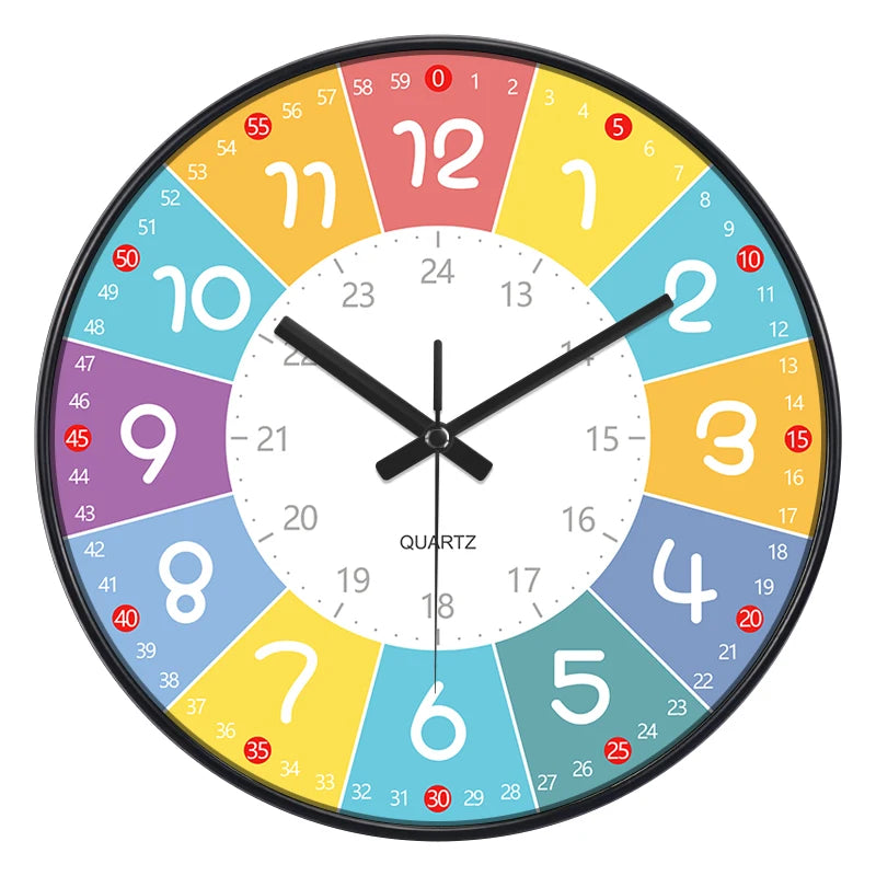 Horloge Murale Silencieuse  Éducation Enfant Non Ticking