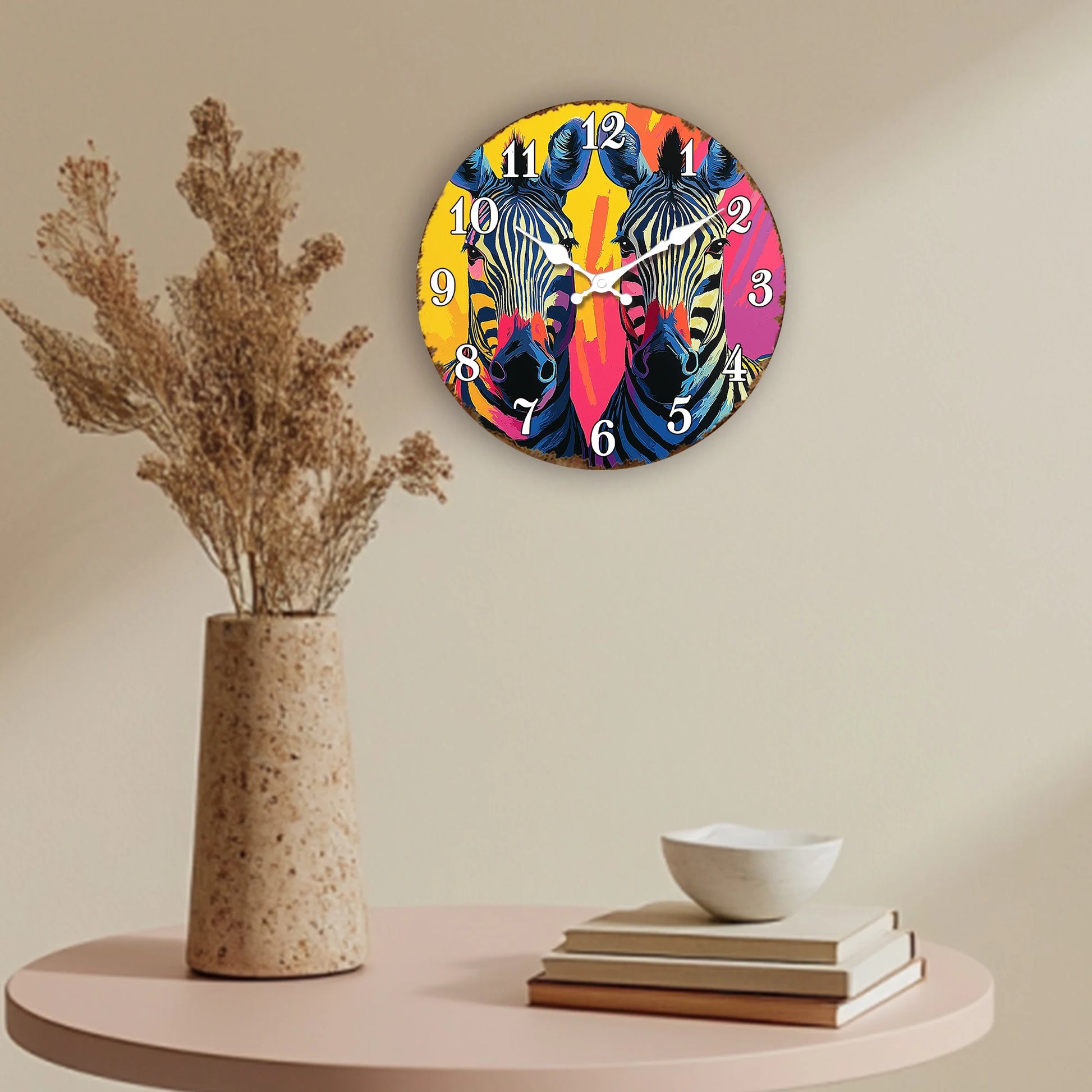 Horloge Murale Moderne  Zèbres Pop Art Coloré