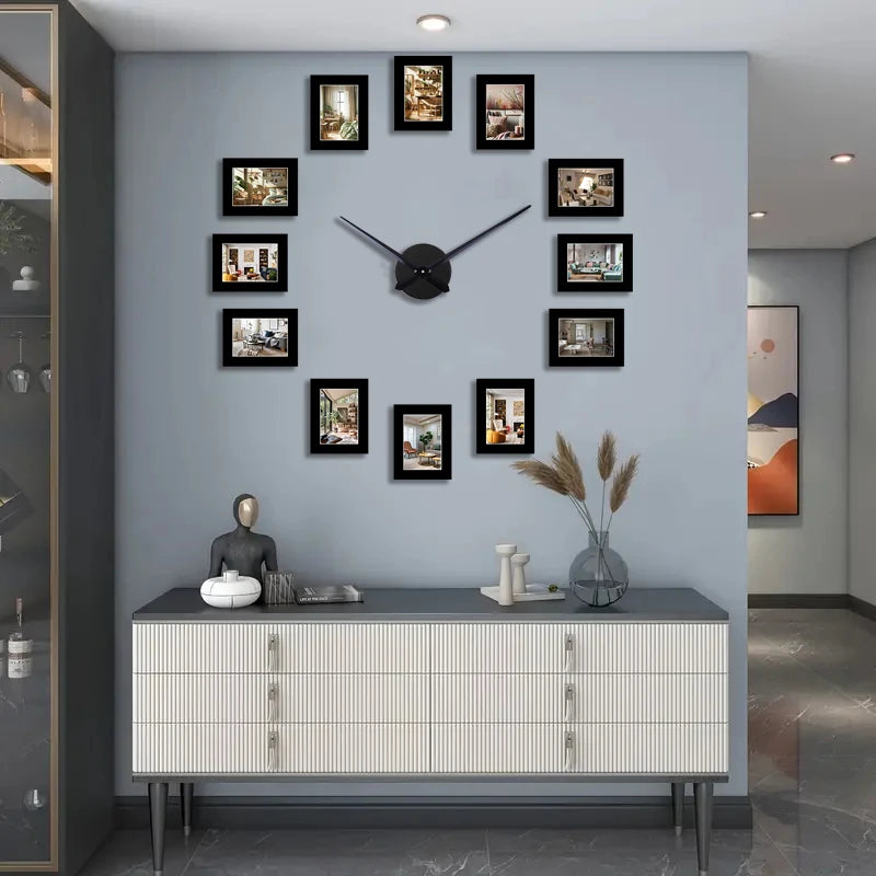 Horloge Murale DesignCadre Photo Noir DIY Style Album Original