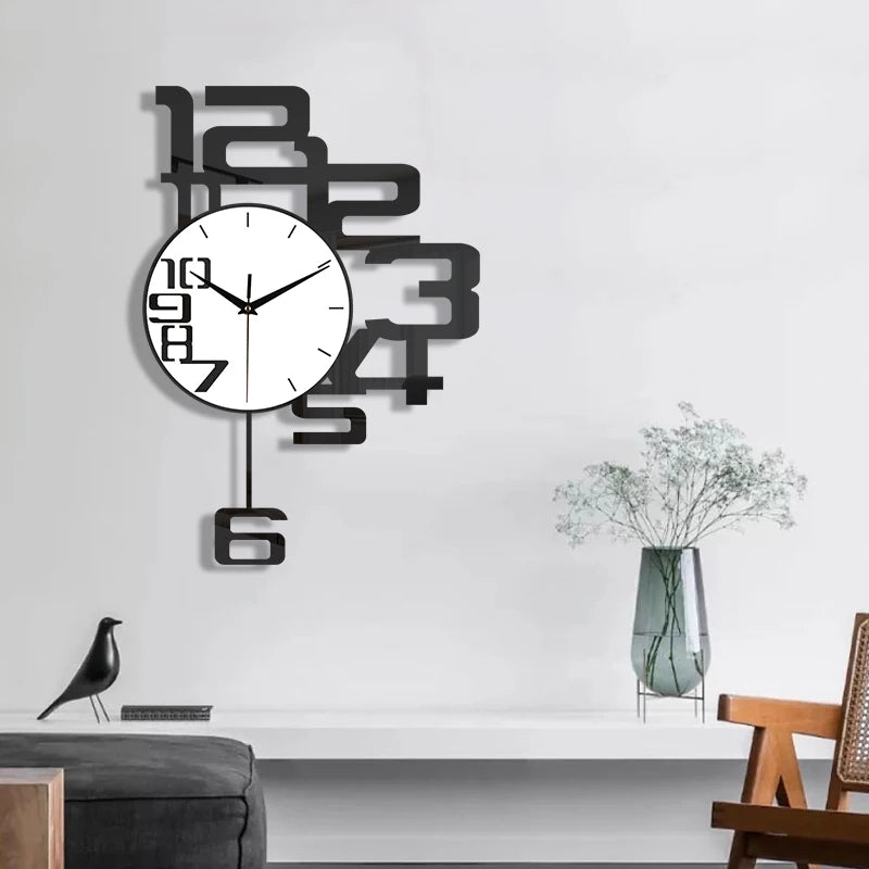 Horloge Murale SilencieuseDesign Créatif en Métal Noir