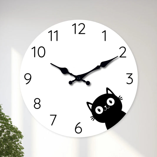 Horloge Chat Noir Minimaliste